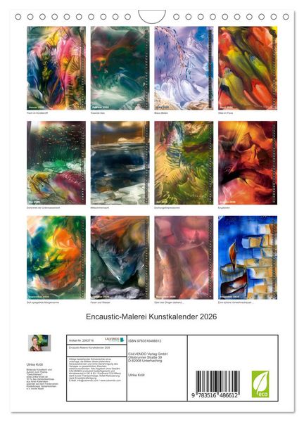 Produktbild: Encaustic-Malerei Kunstkalender 2026 (Wandkalender 2026 DIN A4 hoch), CALVENDO Monatskalender