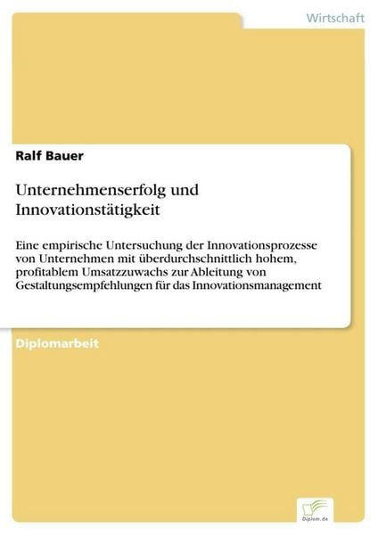 Produktbild: Unternehmenserfolg und Innovationst&auml;tigkeit