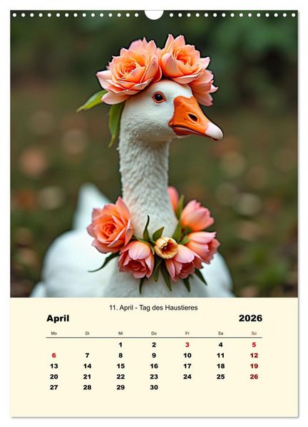 Produktbild: Blumenbekr&auml;nzte Haustiere zu ihrem Feiertag (Wandkalender 2026 DIN A3 hoch), CALVENDO Monatskalender