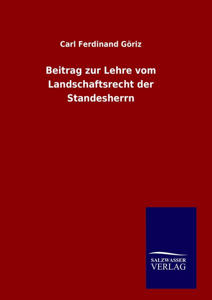 Produktbild: Beitrag zur Lehre vom Landschaftsrecht der Standesherrn