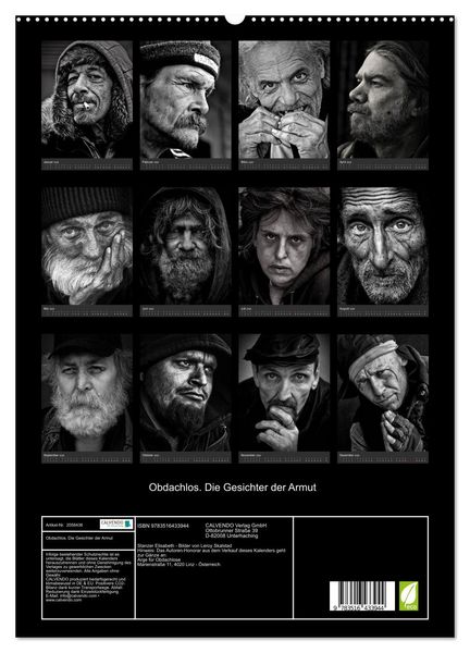Produktbild: Obdachlos. Die Gesichter der Armut (hochwertiger Premium Wandkalender 2026 DIN A2 hoch), Kunstdruck in Hochglanz