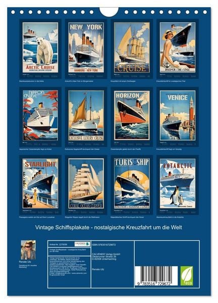 Produktbild: Vintage Schiffsplakate - nostalgische Kreuzfahrt um die Welt (Wandkalender 2026 DIN A4 hoch), CALVENDO Monatskalender