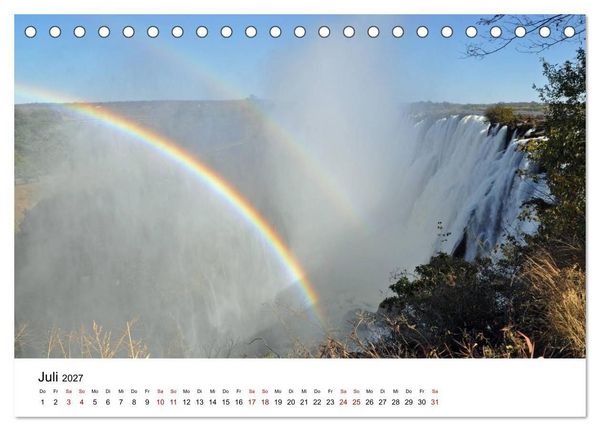 Produktbild: Weltnaturerbe Victoriaf&auml;lle - Der Rauch, der donnert (Tischkalender 2027 DIN A5 quer), CALVENDO Monatskalender