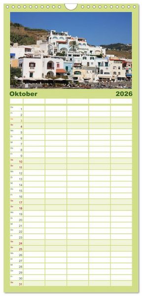 Produktbild: Familienplaner 2026 - Ischia mit 5 Spalten (Wandkalender, 21 x 45 cm) CALVENDO