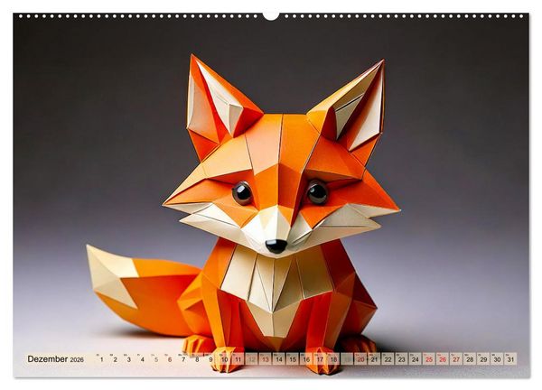 Produktbild: Wilde Origami Tiere (hochwertiger Premium Wandkalender 2026 DIN A2 quer), Kunstdruck in Hochglanz