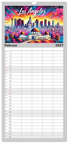 Produktbild: Familienplaner 2027 - Stadtansichten der USA in Tusche mit 5 Spalten (Wandkalender, 21 x 45 cm) CALVENDO