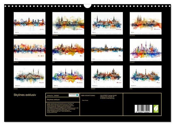 Produktbild: Skylines exklusiv (Wandkalender 2026 DIN A3 quer), CALVENDO Monatskalender