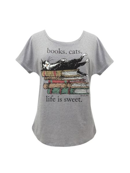 Produktbild: Books. Cats. Life is Sweet. Women's Relaxed Fit T-Shirt X-Large