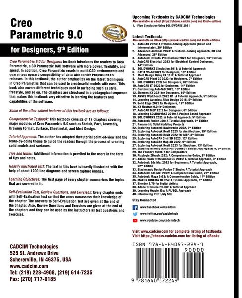 Produktbild: Creo Parametric 9.0 for Designers, 9th Edition
