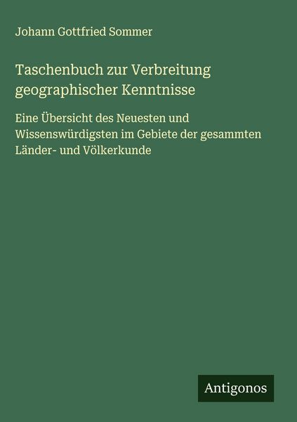 Produktbild: Taschenbuch zur Verbreitung geographischer Kenntnisse