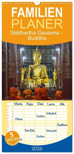 Produktbild: Familienplaner 2026 - Siddhartha Gautama - Buddha mit 5 Spalten (Wandkalender, 21 x 45 cm) CALVENDO