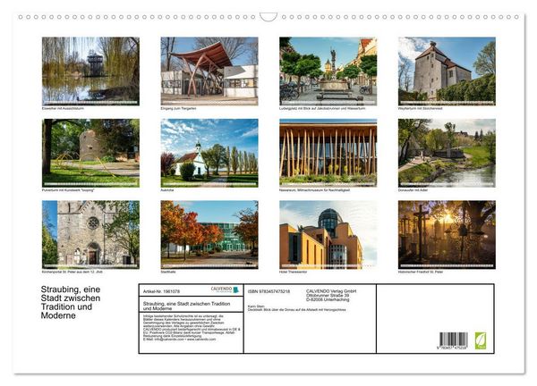 Produktbild: Straubing, eine Stadt zwischen Tradition und Moderne (Wandkalender 2026 DIN A2 quer), CALVENDO Monatskalender