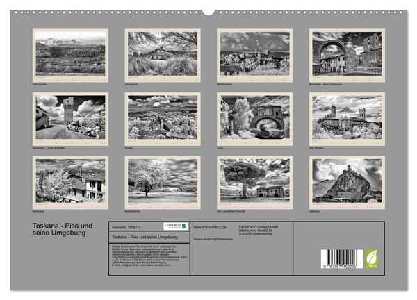 Produktbild: Toskana - Pisa und seine Umgebung (hochwertiger Premium Wandkalender 2026 DIN A2 quer), Kunstdruck in Hochglanz