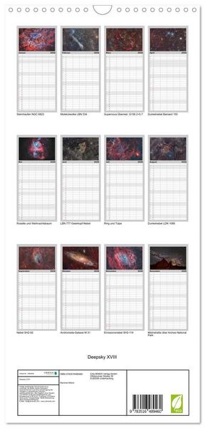 Produktbild: Familienplaner 2026 - Deepsky XVIII mit 5 Spalten (Wandkalender, 21 x 45 cm) CALVENDO