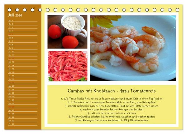 Produktbild: Meine Mallorca Rezepte (Tischkalender 2026 DIN A5 quer), CALVENDO Monatskalender