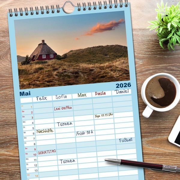 Produktbild: Familienplaner 2026 - D&auml;nemarks Nordseezauber mit 5 Spalten (Wandkalender, 21 x 45 cm) CALVENDO