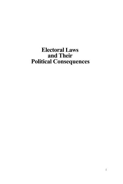 Produktbild: Electoral laws and their political consequences