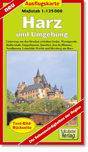 Produktbild: Harz und Umgebung Ausflugskarte 1 : 125000