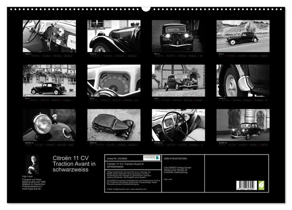 Produktbild: Citro&euml;n 11 CV Traction Avant in schwarzweiss (Wandkalender 2026 DIN A2 quer), CALVENDO Monatskalender
