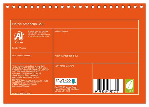 Produktbild: Native American Soul (Desk Calendar 2026 DIN A5 landscape), CALVENDO 12 Month DeskCalendar