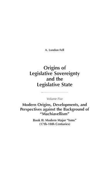 Produktbild: Origins of Legislative Sovereignty and the Legislative State