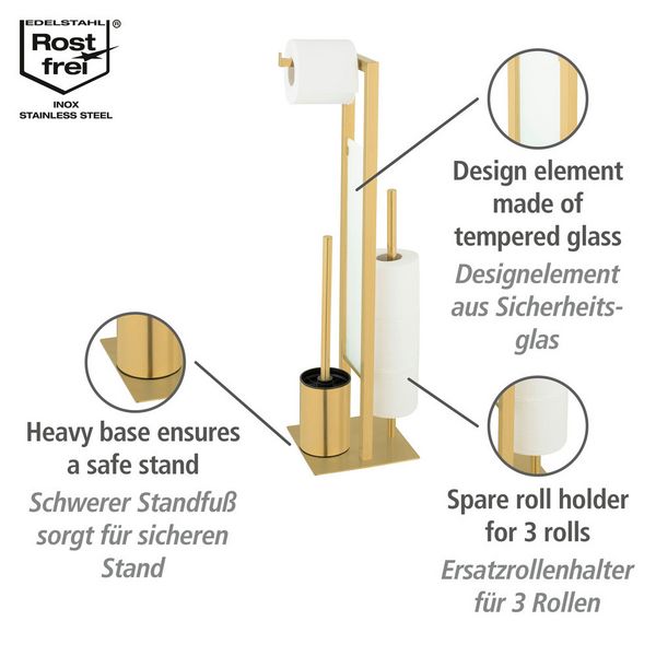 Produktbild: Stand WC-Garnitur Mod. Rivalta Gold, Edelstahl rostfrei