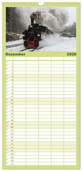 Produktbild: Familienplaner 2026 - Dampferlebnis im Harz mit 5 Spalten (Wandkalender, 21 x 45 cm) CALVENDO
