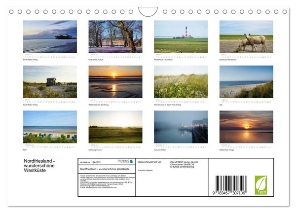 Produktbild: Nordfriesland - wundersch&ouml;ne Westk&uuml;ste (Wandkalender 2026 DIN A4 quer), CALVENDO Monatskalender