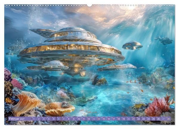 Produktbild: Tauche ein in die Zukunft - Science Fiction Unterwasserwelten (Wandkalender 2027 DIN A2 quer), CALVENDO Monatskalender