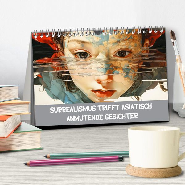 Produktbild: Surrealismus trifft asiatisch anmutende Gesichter (Tischkalender 2026 DIN A5 quer), CALVENDO Monatskalender