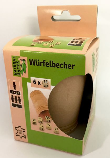 Produktbild: Classic Games Lederw&uuml;rfelbecher mit 6 W&uuml;rfeln