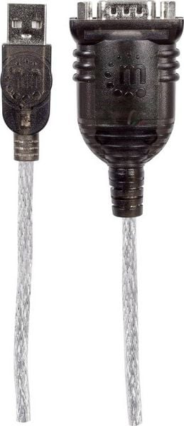 Produktbild: Manhattan USB 1.1, Seriell Anschlusskabel [1x USB 1.1 Stecker A - 1x D-SUB-Stecker 9pol.] 0.45 m Silber-Schwarz