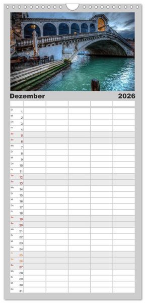 Produktbild: Familienplaner 2026 - Venedig - La Serenissima mit 5 Spalten (Wandkalender, 21 x 45 cm) CALVENDO