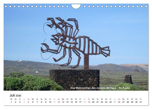 Produktbild: Die Canarischen Inseln - Lanzarote (Wandkalender 2026 DIN A4 quer), CALVENDO Monatskalender