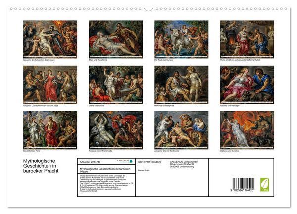 Produktbild: Mythologische Geschichten in barocker Pracht (hochwertiger Premium Wandkalender 2027 DIN A2 quer), Kunstdruck in Hochglanz