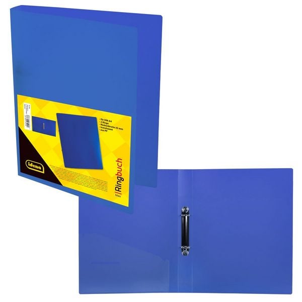 Idena Ringbuch PP 2 Ringe 35mm transluzent blau DIN A4