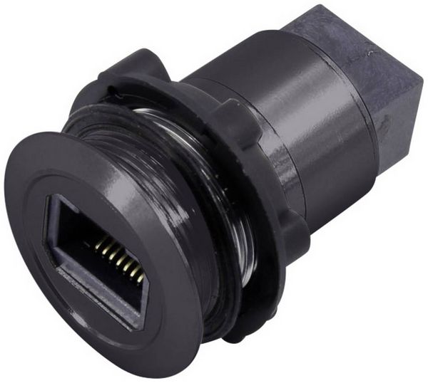 Produktbild: TRU Components RJ45-02-BK RJ-Einbaubuchse RJ45 CAT5 8/8 1417397 Buchse, Einbau Schwarz 1St.