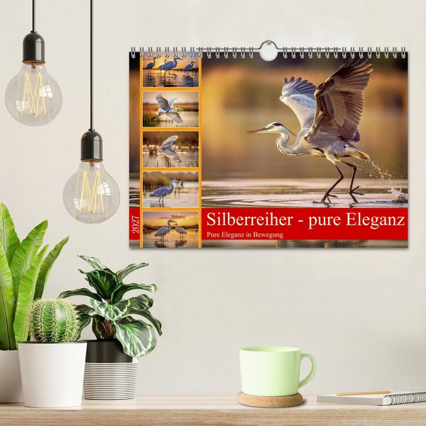 Produktbild: Silberreiher - pure Eleganz (Wandkalender 2027 DIN A4 quer), CALVENDO Monatskalender