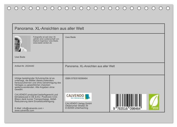 Produktbild: Panorama. XL-Ansichten aus aller Welt (Tischkalender 2026 DIN A5 quer), CALVENDO Monatskalender