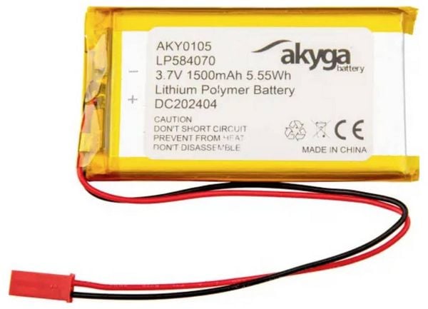 Produktbild: Akyga LP584070 Akkupack x Spezial-Akku LiPo 3.7V 1500 mAh