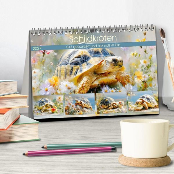 Produktbild: Schildkr&ouml;ten. Gut gepanzert und niemals in Eile (Tischkalender 2027 DIN A5 quer), CALVENDO Monatskalender