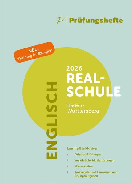 Produktbild: Pr&uuml;fungsheft - 2026 Englisch Realschulabschluss &ndash; Baden-W&uuml;rttemberg &ndash; Original-Pr&uuml;fungen und L&ouml;sungen