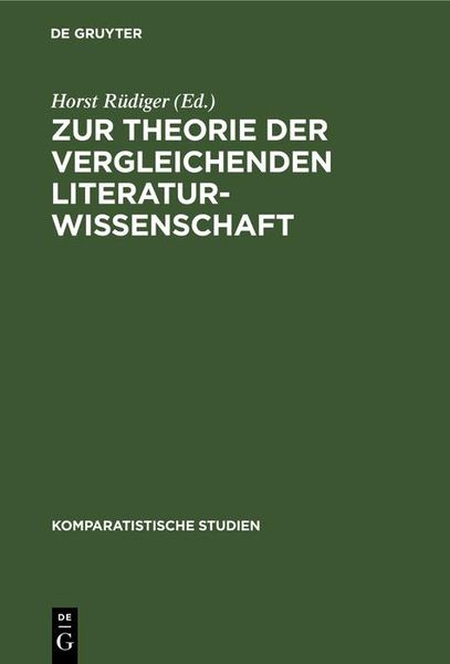 Produktbild: Zur Theorie der vergleichenden Literaturwissenschaft