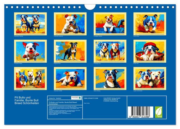 Produktbild: Pit Bulls und Familie. Bunte Bull Breed Sch&ouml;nheiten (Wandkalender 2026 DIN A4 quer), CALVENDO Monatskalender