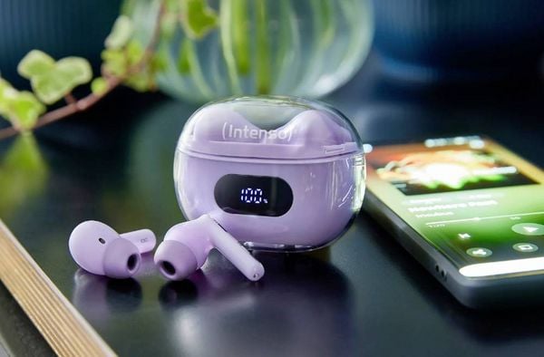 Produktbild: Intenso Buds Plus T313AE lila In Ear Headset Bluetooth&reg; Stereo Lila Noise Cancelling Handy