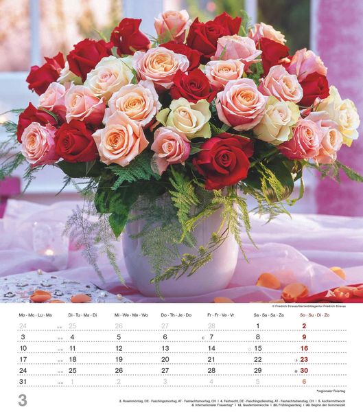 Produktbild: Alpha Edition - Der Duft der Rosen 2025 Bildkalender, 30,x34cm, Kalender mit sch&ouml;nen Bildmotiven f&uuml;r jeden Monat, Monats&uuml;bersicht, Feiertage DE/AT/CH und internationales Kalendarium