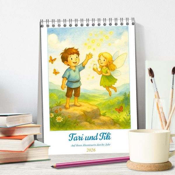 Produktbild: Tari und Tili (Tischkalender 2026 DIN A5 hoch), CALVENDO Monatskalender