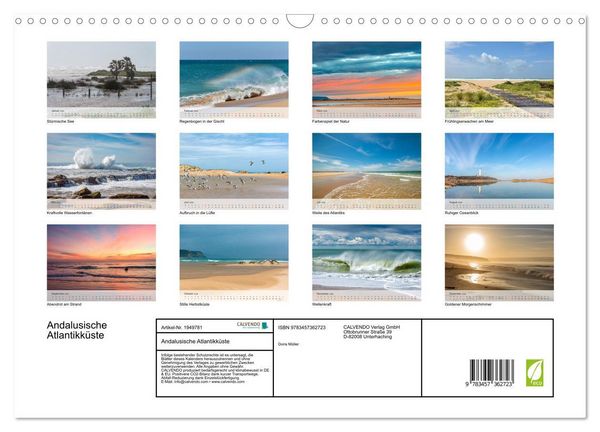 Produktbild: Andalusische Atlantikk&uuml;ste (Wandkalender 2026 DIN A3 quer), CALVENDO Monatskalender