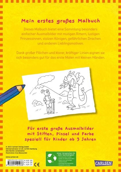 Produktbild: Ausmalbilder f&uuml;r Kita-Kinder: Mein erstes gro&szlig;es Malbuch: M&auml;rchen: Malen ab 3 Jahren