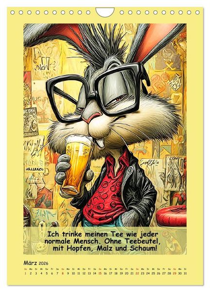 Produktbild: Kneipen-Hasen. Trinkende Spr&uuml;cheklopfer (Wandkalender 2026 DIN A4 hoch), CALVENDO Monatskalender
